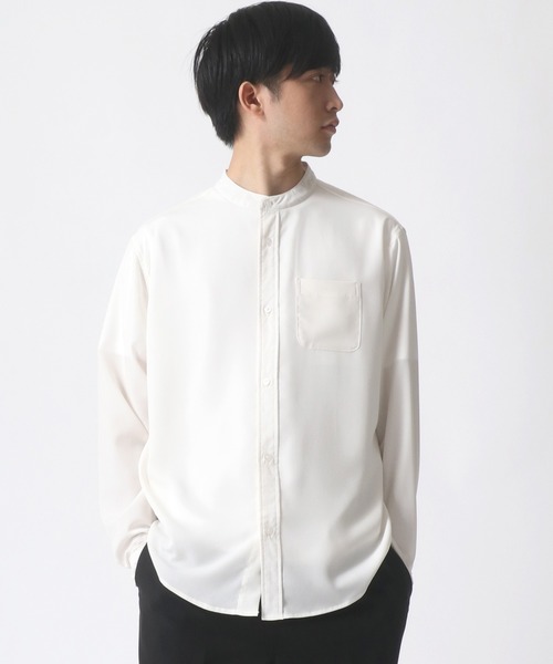 Lazar（ラザル）の「ポリトロ リラックス オーバーサイズ バンドカラートロミシャツ（シャツ/ブラウス・メンズ・ホワイト/チャコールグレー/ブラック/ターコイズブルー/モカ・LL/M/L）」の16枚目の写真