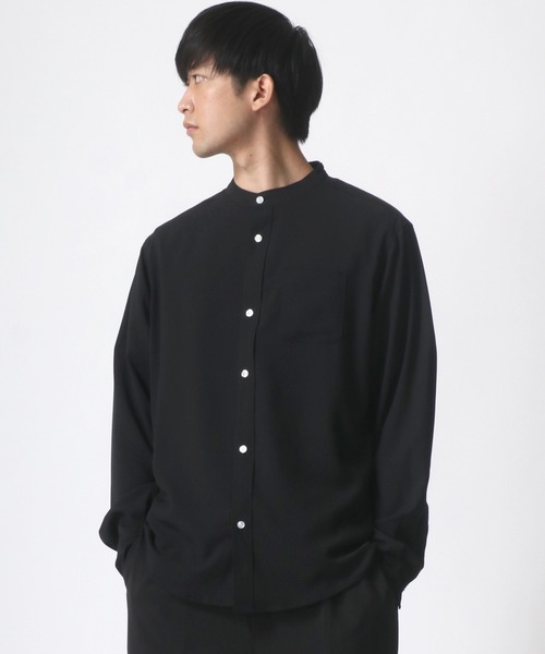 Lazar（ラザル）の「ポリトロ リラックス オーバーサイズ バンドカラートロミシャツ（シャツ/ブラウス・メンズ・ホワイト/チャコールグレー/ブラック/ターコイズブルー/モカ・LL/M/L）」の17枚目の写真