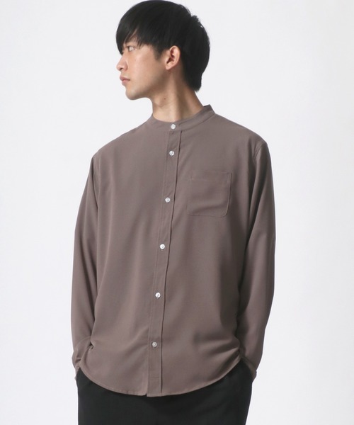 Lazar（ラザル）の「ポリトロ リラックス オーバーサイズ バンドカラートロミシャツ（シャツ/ブラウス・メンズ・ホワイト/チャコールグレー/ブラック/ターコイズブルー/モカ・LL/M/L）」の20枚目の写真