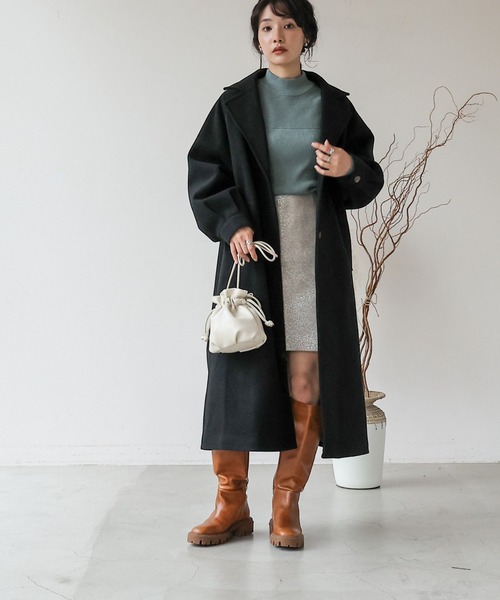 frames RAY CASSIN（フレームスレイカズン）の「【WEB限定】ボリュームスリーブロングコート（チェスターコート・レディース・モカ/ブラック/キナリ・FREE）」の8枚目の写真