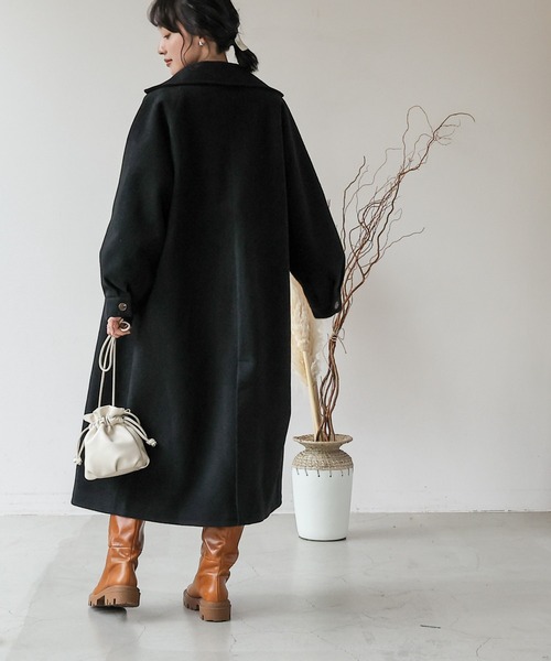 frames RAY CASSIN（フレームスレイカズン）の「【WEB限定】ボリュームスリーブロングコート（チェスターコート・レディース・モカ/ブラック/キナリ・FREE）」の12枚目の写真