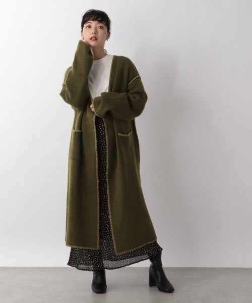 LOWRYS FARM（ローリーズファーム）の「ニットリンキングロングカーディガン　219731（カーディガン/ボレロ・レディース・チャコールグレー/ベージュ/グリーン・FREE）」の15枚目の写真