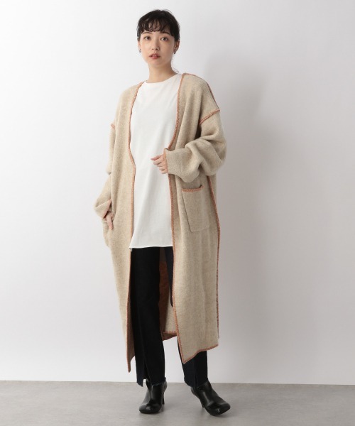 LOWRYS FARM（ローリーズファーム）の「ニットリンキングロングカーディガン　219731（カーディガン/ボレロ・レディース・チャコールグレー/ベージュ/グリーン・FREE）」の14枚目の写真