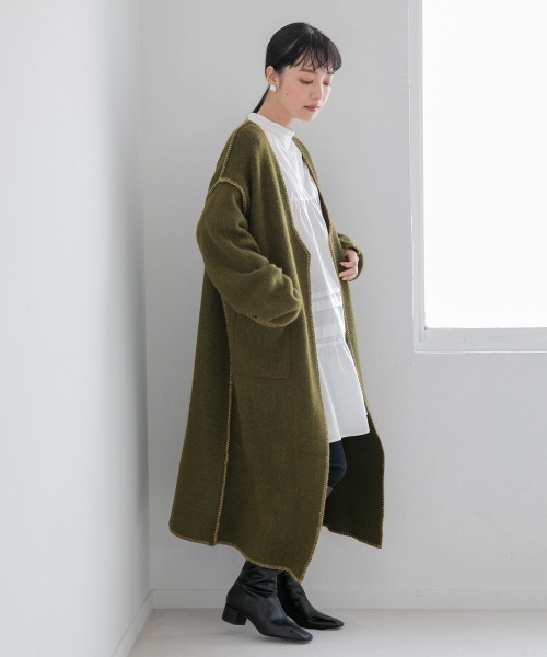 LOWRYS FARM（ローリーズファーム）の「ニットリンキングロングカーディガン　219731（カーディガン/ボレロ・レディース・チャコールグレー/ベージュ/グリーン・FREE）」の18枚目の写真