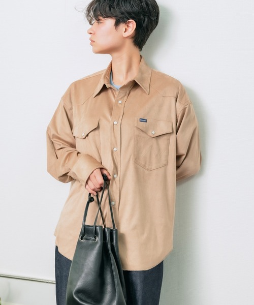 Wrangler（ラングラー）の「WRANGLER/ラングラー 127MW OVER SIZE SHIRTS ウェスタンシャツ スエード シャツ アメカジ（シャツ/ブラウス・メンズ・ブラック/ベージュ/ブラウン/ブルー・M/L/XL）」の7枚目の写真