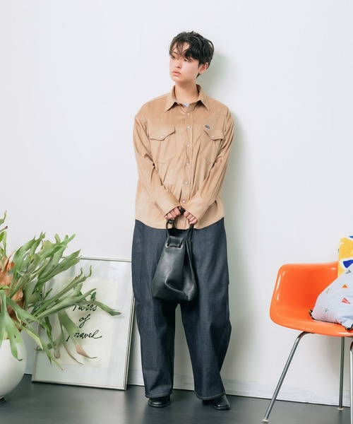 Wrangler（ラングラー）の「WRANGLER/ラングラー 127MW OVER SIZE SHIRTS ウェスタンシャツ スエード シャツ アメカジ（シャツ/ブラウス・メンズ・ブラック/ベージュ/ブラウン/ブルー・M/L/XL）」の19枚目の写真