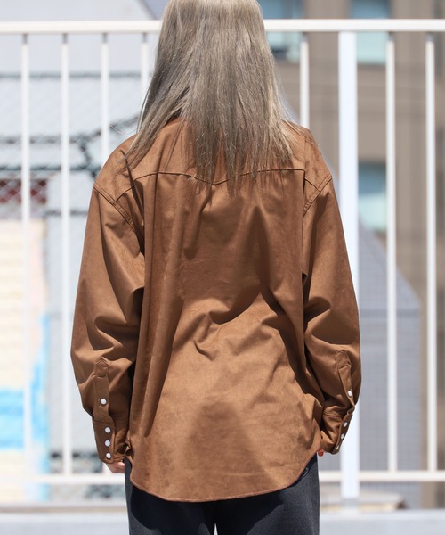 Wrangler（ラングラー）の「WRANGLER/ラングラー 127MW OVER SIZE SHIRTS ウェスタンシャツ スエード シャツ アメカジ（シャツ/ブラウス・メンズ・ブラック/ベージュ/ブラウン/ブルー・M/L/XL）」の15枚目の写真