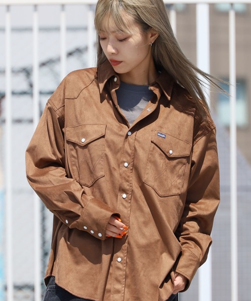 Wrangler（ラングラー）の「WRANGLER/ラングラー 127MW OVER SIZE SHIRTS ウェスタンシャツ スエード シャツ アメカジ（シャツ/ブラウス・メンズ・ブラック/ベージュ/ブラウン/ブルー・M/L/XL）」の12枚目の写真