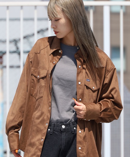 Wrangler（ラングラー）の「WRANGLER/ラングラー 127MW OVER SIZE SHIRTS ウェスタンシャツ スエード シャツ アメカジ（シャツ/ブラウス・メンズ・ブラック/ベージュ/ブラウン/ブルー・M/L/XL）」の22枚目の写真