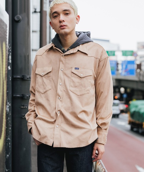 Wrangler ラングラー 牛革 スウェードレザー ウエスタンシャツ Wrangler/ラングラー 127MW OVER SIZE SHIRTS ウェスタンシャツ