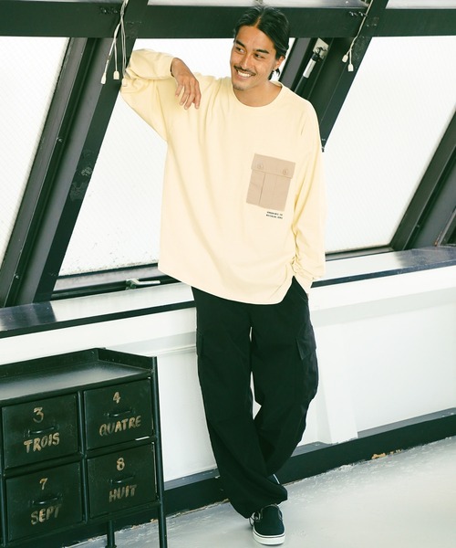 HINSON（ヒンソン）の「【HINSON×BAYFLOW】L/S TEE（Tシャツ/カットソー・メンズ・カーキ/ホワイト/ブラック・LARGE/MEDIUM）」の4枚目の写真