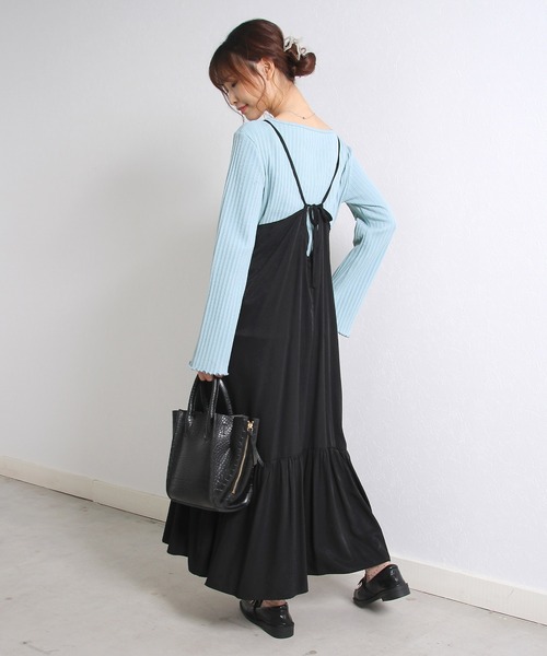 Crisp（クリスプ）の「ヘムギャザーキャミワンピース（ワンピース・レディース・ブラック/ベージュ/ブルー・FREE）」の2枚目の写真