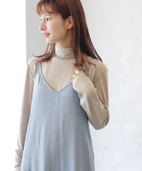 Crisp（クリスプ）の「ヘムギャザーキャミワンピース（ワンピース・レディース・ブラック/ベージュ/ブルー・FREE）」の14枚目の写真