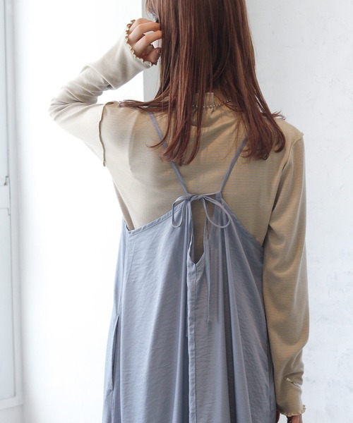 Crisp（クリスプ）の「ヘムギャザーキャミワンピース（ワンピース・レディース・ブラック/ベージュ/ブルー・FREE）」の5枚目の写真