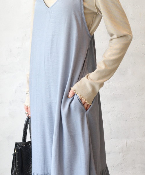 Crisp（クリスプ）の「ヘムギャザーキャミワンピース（ワンピース・レディース・ブラック/ベージュ/ブルー・FREE）」の18枚目の写真