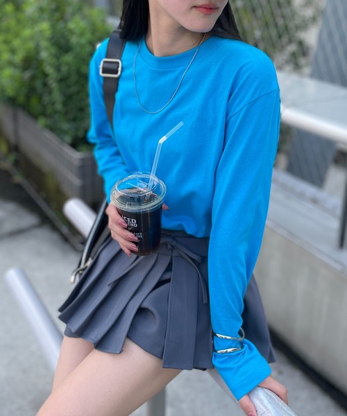 Printstar(プリントスター)の「袖リブなしでつくる、こなれシルエット【Printstar】heavy weight long sleeve t-shirt / ヘビーウェイト ロングスリーブTシャツ ロンT 長袖Tシャツ オーバーサイズ 無地 00102(Tシャツ/カットソー・レディース・ホワイト/アーミー/ネイビー/ブラック/杢グレー/ライトピンク/レッド/パープル/イエロー/イエロー系その他2/ロイヤルブルー/ピンク系/バーガンディー/ターコイズブルー/グレー/オレンジ/オリーブ・XL/M/L/S/2XL)」の8枚目の写真