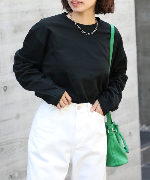 Printstar(プリントスター)の「袖リブなしでつくる、こなれシルエット【Printstar】heavy weight long sleeve t-shirt / ヘビーウェイト ロングスリーブTシャツ ロンT 長袖Tシャツ オーバーサイズ 無地 00102(Tシャツ/カットソー・レディース・ホワイト/アーミー/ネイビー/ブラック/杢グレー/ライトピンク/レッド/パープル/イエロー/イエロー系その他2/ロイヤルブルー/ピンク系/バーガンディー/ターコイズブルー/グレー/オレンジ/オリーブ・XL/M/L/S/2XL)」の20枚目の写真