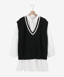 MAJESTIC LEGON | Vネックベストセットチュニックワンピ(シャツワンピース)