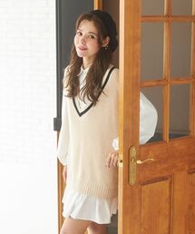 MAJESTIC LEGON | Vネックベストセットチュニックワンピ(シャツワンピース)