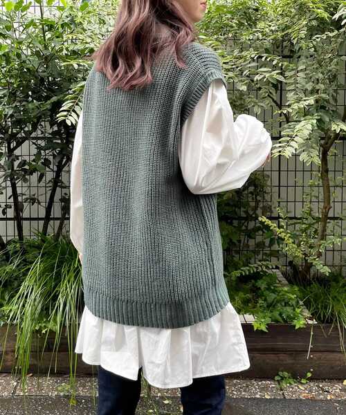 MAJESTIC LEGON(マジェスティックレゴン)の「Vネックベストセットチュニックワンピ(シャツワンピース・レディース・ブラック系その他/グリーン系その他/ホワイト系その他2・SMALL/MEDIUM)」の13枚目の写真