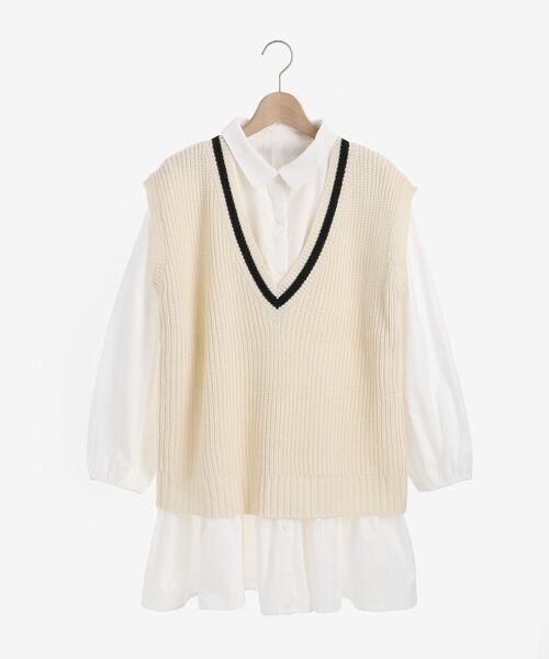 MAJESTIC LEGON(マジェスティックレゴン)の「Vネックベストセットチュニックワンピ(シャツワンピース・レディース・ブラック系その他/グリーン系その他/ホワイト系その他2・SMALL/MEDIUM)」の17枚目の写真