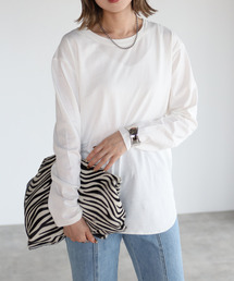 【2021-2022 A/W】サイドスリットコットンロングTシャツ
