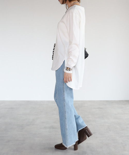 amini(アミニ)の「【2021-2022 A/W】サイドスリットコットンロングTシャツ(Tシャツ/カットソー・レディース・ブラック/パープル/オフホワイト/グレイッシュベージュ・MEDIUM)」の17枚目の写真