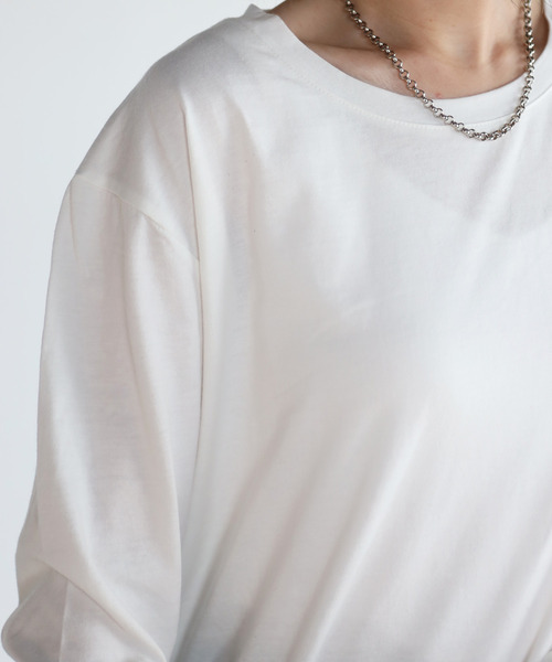 amini(アミニ)の「【2021-2022 A/W】サイドスリットコットンロングTシャツ(Tシャツ/カットソー・レディース・ブラック/パープル/オフホワイト/グレイッシュベージュ・MEDIUM)」の20枚目の写真