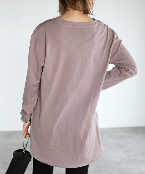 amini(アミニ)の「【2021-2022 A/W】サイドスリットコットンロングTシャツ(Tシャツ/カットソー・レディース・ブラック/パープル/オフホワイト/グレイッシュベージュ・MEDIUM)」の21枚目の写真
