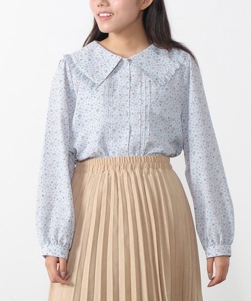 Honeys（ハニーズ）の「ビッグ衿ブラウス（シャツ/ブラウス・レディース・ホワイト/ブラック/ベージュ系その他/グリーン系その他/ブルー系その他・S/M/L）」の5枚目の写真