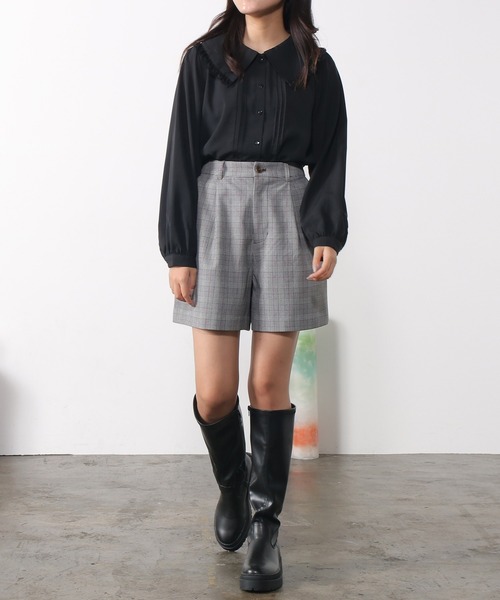 Honeys（ハニーズ）の「ビッグ衿ブラウス（シャツ/ブラウス・レディース・ホワイト/ブラック/ベージュ系その他/グリーン系その他/ブルー系その他・S/M/L）」の15枚目の写真