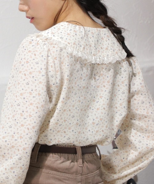 Honeys（ハニーズ）の「ビッグ衿ブラウス（シャツ/ブラウス・レディース・ホワイト/ブラック/ベージュ系その他/グリーン系その他/ブルー系その他・S/M/L）」の20枚目の写真