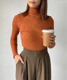 ハイネックリブソフトニット