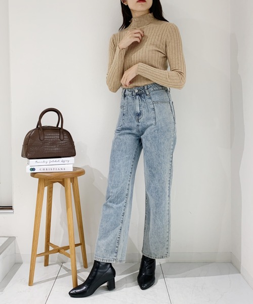 CLEA（クレア）の「ハイネックリブソフトニット（ニット/セーター・レディース・ブラック/ベージュ/アイボリー/ホワイト/グレー/レッド/オレンジ・FREE）」の20枚目の写真