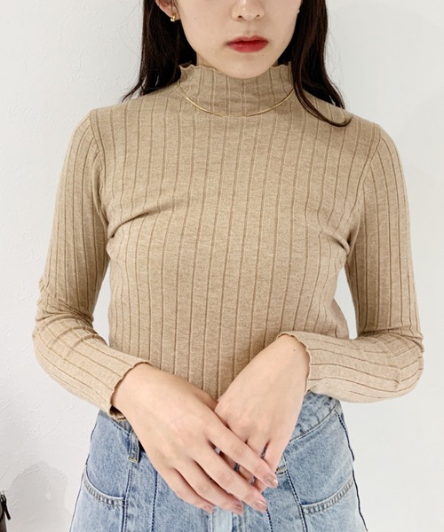 CLEA（クレア）の「ハイネックリブソフトニット（ニット/セーター・レディース・ブラック/ベージュ/アイボリー/ホワイト/グレー/レッド/オレンジ・FREE）」の16枚目の写真