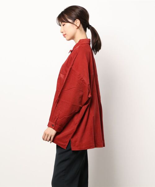 Samansa Mos2（サマンサ モスモス）の「コーデュロイゆるシャツ（シャツ/ブラウス・レディース・ネイビー/パープル/ブルー/ベージュ/マスタード/レッド・ﾌﾘ-）」の11枚目の写真