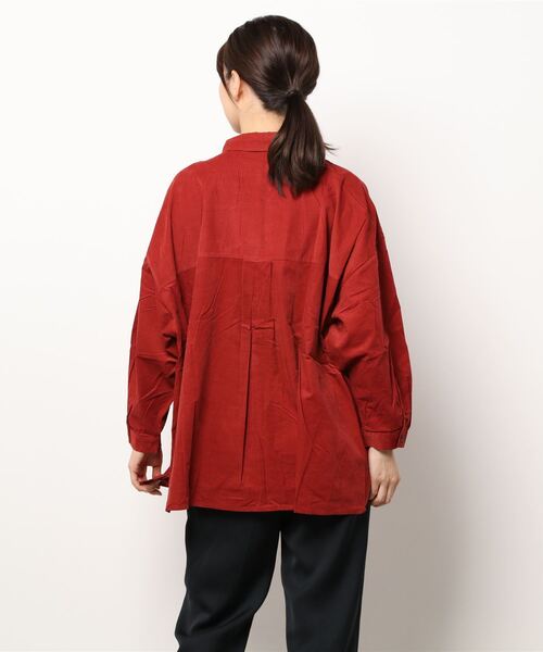 Samansa Mos2（サマンサ モスモス）の「コーデュロイゆるシャツ（シャツ/ブラウス・レディース・ネイビー/パープル/ブルー/ベージュ/マスタード/レッド・ﾌﾘ-）」の10枚目の写真