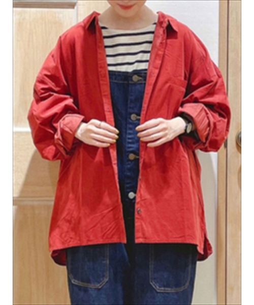 Samansa Mos2（サマンサ モスモス）の「コーデュロイゆるシャツ（シャツ/ブラウス・レディース・ネイビー/パープル/ブルー/ベージュ/マスタード/レッド・ﾌﾘ-）」の6枚目の写真