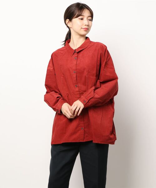 Samansa Mos2（サマンサ モスモス）の「コーデュロイゆるシャツ（シャツ/ブラウス・レディース・ネイビー/パープル/ブルー/ベージュ/マスタード/レッド・ﾌﾘ-）」の8枚目の写真