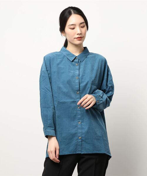 Samansa Mos2（サマンサ モスモス）の「コーデュロイゆるシャツ（シャツ/ブラウス・レディース・ネイビー/パープル/ブルー/ベージュ/マスタード/レッド・ﾌﾘ-）」の9枚目の写真