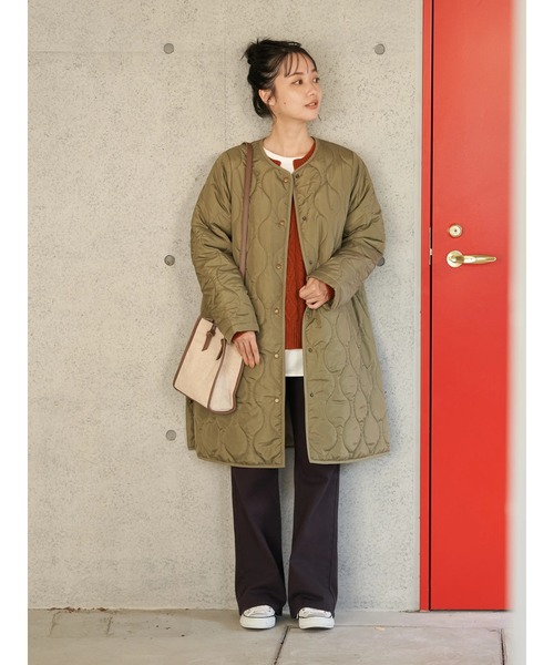 earth music&ecology（アースミュージックアンドエコロジー）の「キルティングハーフコート（その他アウター・レディース・ブラック/ベージュ/カーキ・M/L）」の9枚目の写真