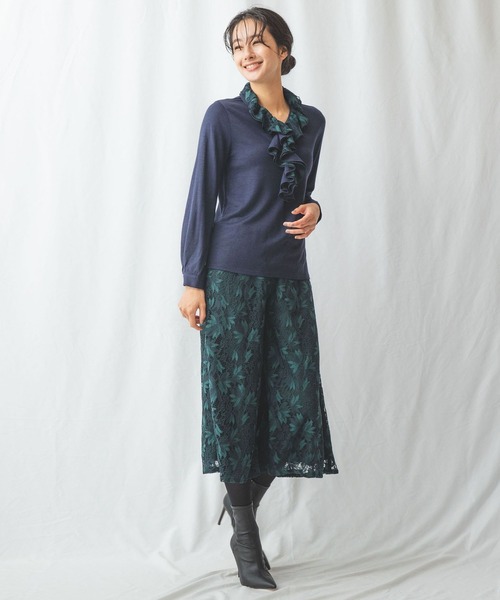 NARACAMICIE（ナラカミーチェ）の「ウールジャージフリル（Tシャツ/カットソー・レディース・ワインレッド/ミント/ネイビー・LARGE/MEDIUM）」の13枚目の写真