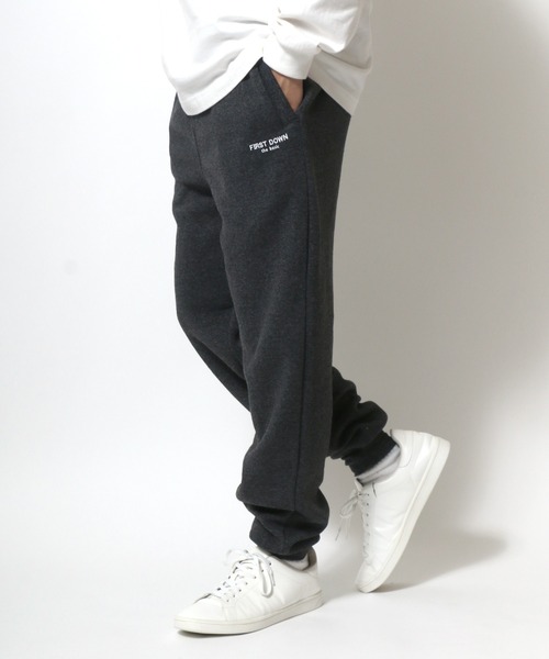 セール First Down ファーストダウン ブランドロゴ刺繍 スウェットパンツ ジョガーパンツ スウェットパンツ First Down ファーストダウン のファッション通販 Zozotown