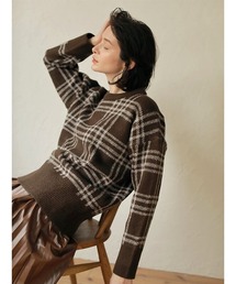 Check pattern over ニット