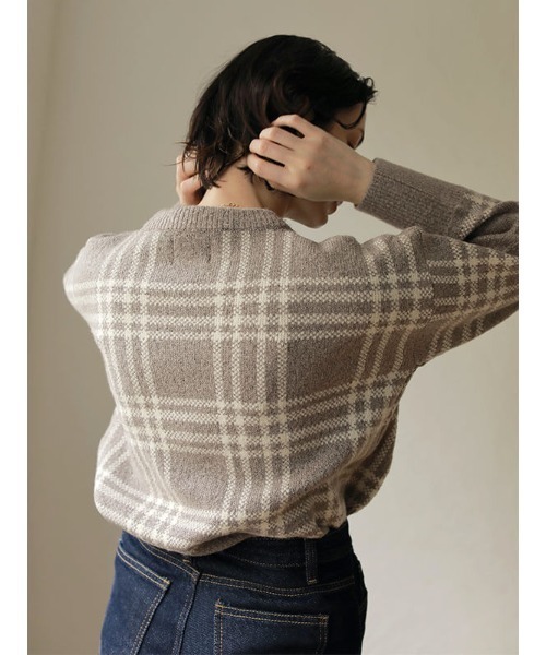 ACYM（アシーム）の「Check pattern over ニット（ニット/セーター・レディース・ブラウン/グレー・FREE）」の10枚目の写真
