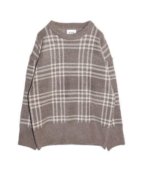 ACYM（アシーム）の「Check pattern over ニット（ニット/セーター・レディース・ブラウン/グレー・FREE）」の7枚目の写真