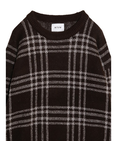 ACYM（アシーム）の「Check pattern over ニット（ニット/セーター・レディース・ブラウン/グレー・FREE）」の14枚目の写真