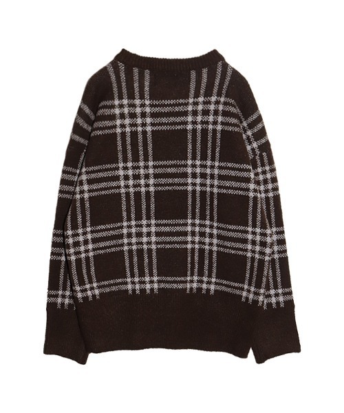 ACYM（アシーム）の「Check pattern over ニット（ニット/セーター・レディース・ブラウン/グレー・FREE）」の5枚目の写真