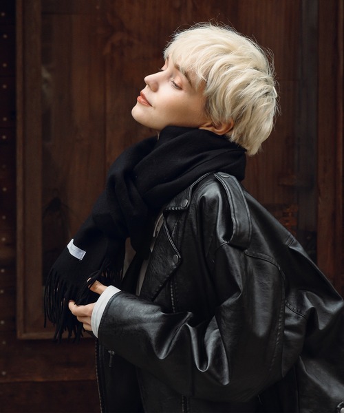 MUHET（ミュエータ）の「ウォッシャブルウールフリンジマフラー（マフラー・レディース・ブラック/グレー/キャメル・FREE）」の10枚目の写真