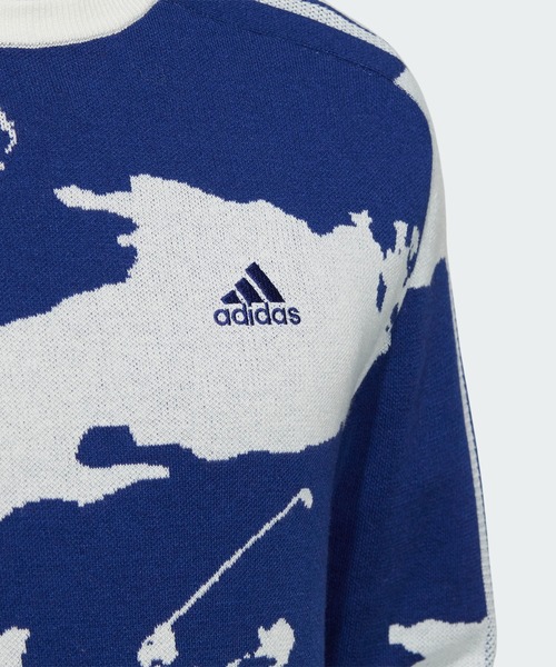 adidas（アディダス）の「ヒストリカルジャカード  長袖クルーネックセーター【adidas Golf/アディダスゴルフ】（ニット/セーター・メンズ・ブラック/ダークブルー・X-LARGE/SMALL/MEDIUM/XX-LARGE/LARGE）」の4枚目の写真